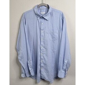 Peter Millar Button Down Shirt Men's XXL Blue Check Stretch Performance Golf‎